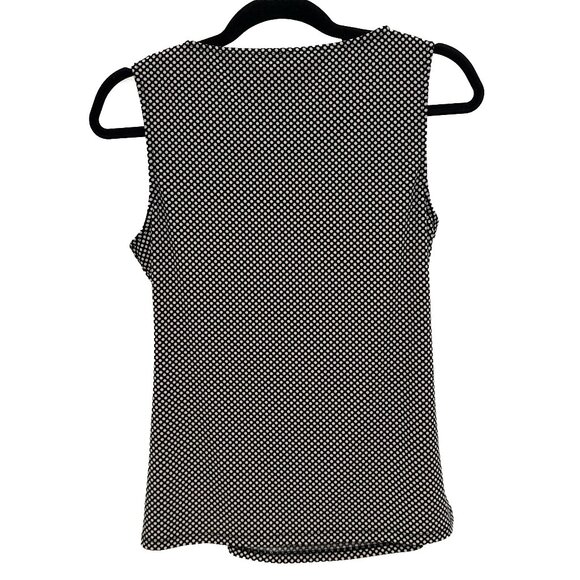 Anne Klein Women’s Small Black White Monochrome Polka Dot Sleeveless Blouse - Picture 7 of 10